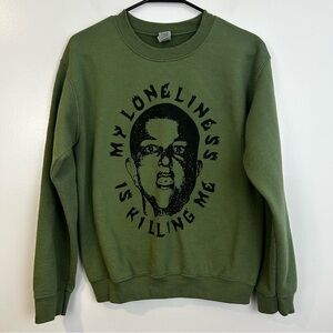Britney Spears Shaved Head Loneliness Green Crewneck Sweatshirt  Size Small